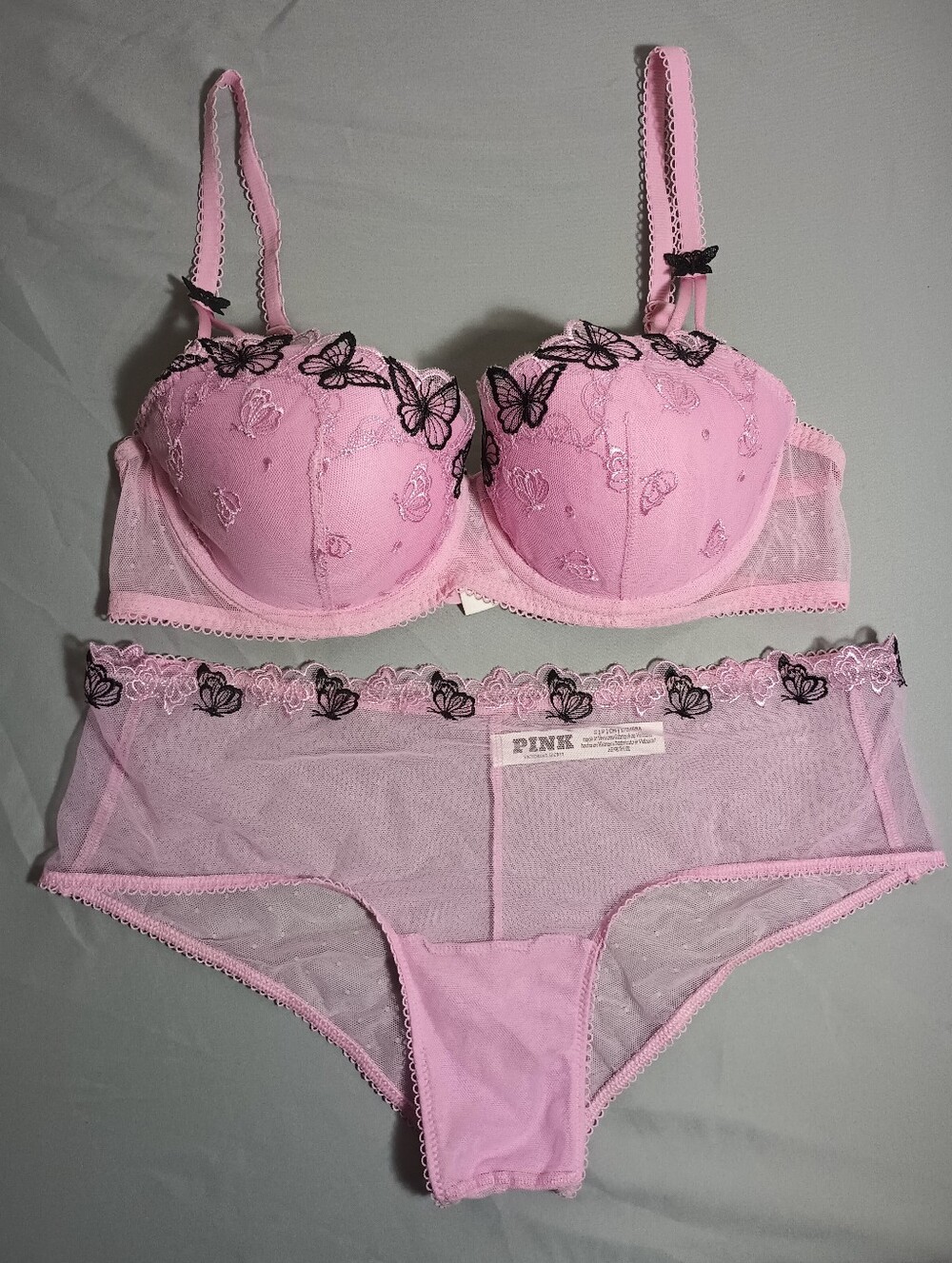 PINK Victoria's Secret Butterfly Lace Bra & Panty Set